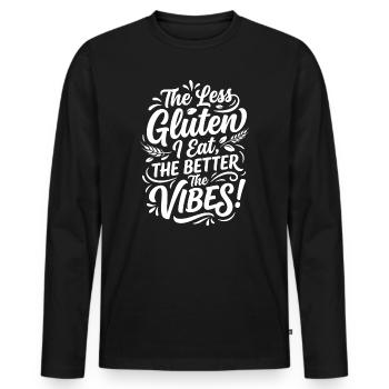 Gluten Free Vibes Humor Saying - Men's Premium Organic Long Sleeve Shirt - black - Front - Nico (187cm)