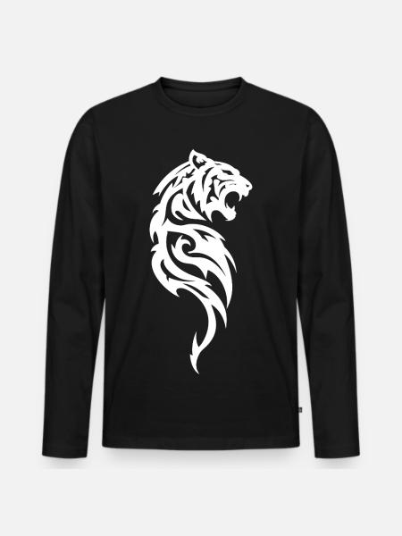Tiger Tribal Silhouette - Men's Premium Organic Long Sleeve Shirt - black