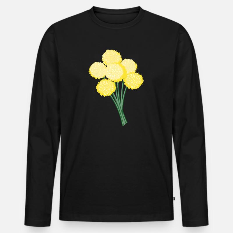 Gelbe Kugelblüten – Löwenzahn - Männer Premium Bio Langarmshirt - Schwarz