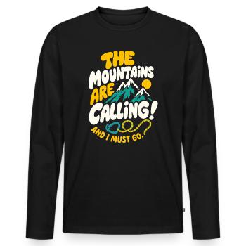 Les montagnes appellent la fraternité - T-shirt manches longues Premium bio Homme - noir - Devant - Nico (187cm)