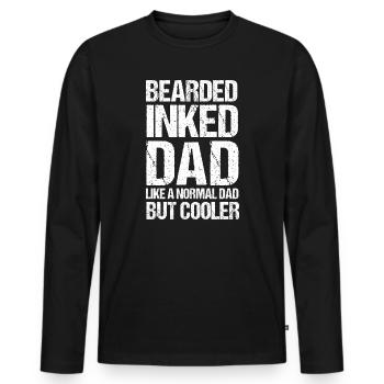 Papa barbu à l’encre - T-shirt manches longues Premium bio Homme - noir - Devant - Nico (187cm)
