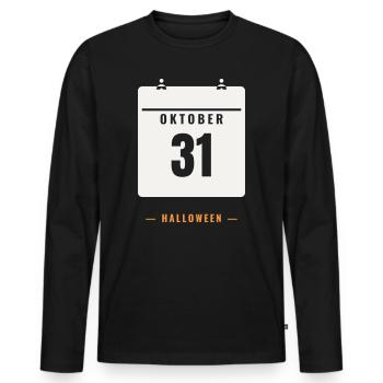 31 Oktober Kalender Halloween Datum Spooky Grusel - Männer Premium Bio Langarmshirt - Schwarz - Vorne - Nico (187cm)