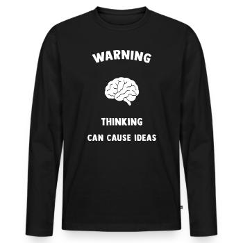 Mind Warning: Ideas Arise - Men's Premium Organic Long Sleeve Shirt - black - Front - Nico (187cm)