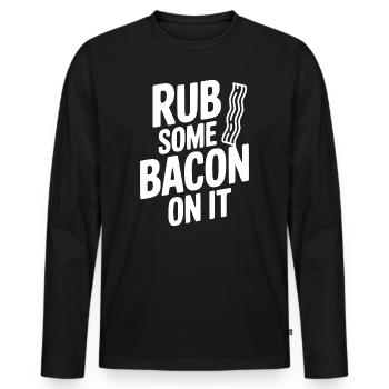 Reib etwas Speck darauf - Männer Premium Bio Langarmshirt - Schwarz - Vorne - Nico (187cm)