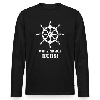 Wir Sind Auf Kurs! (Bier / Steuerrad / White) - Männer Premium Bio Langarmshirt - Schwarz - Vorne - Nico (187cm)