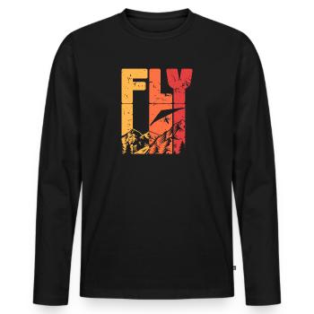 Fliegen, Drachenfliegen | Extremsportarten - Männer Premium Bio Langarmshirt - Schwarz - Vorne - Nico (187cm)
