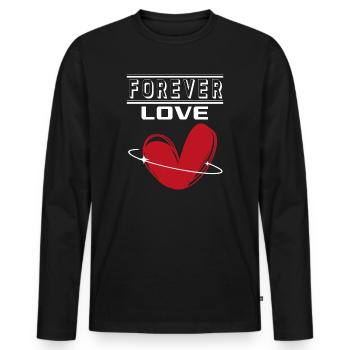 Liebe Forever I Love You Herz Hearts Wahre Liebe - Männer Premium Bio Langarmshirt - Schwarz - Vorne - Nico (187cm)