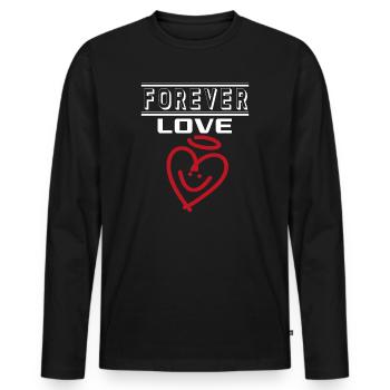 Liebe Forever I Love You Herz Hearts Wahre Liebe - Männer Premium Bio Langarmshirt - Schwarz - Vorne - Nico (187cm)