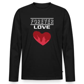 Liebe Forever I Love You Herz Hearts Wahre Liebe - Männer Premium Bio Langarmshirt - Schwarz - Vorne - Nico (187cm)