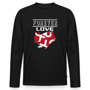 Liebe Forever I Love You Herz Hearts Wahre Liebe - Männer Premium Bio Langarmshirt - Schwarz - Vorne - Nico (187cm)