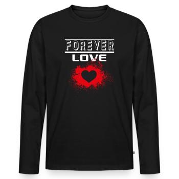 Liebe Forever I Love You Herz Hearts Wahre Liebe - Männer Premium Bio Langarmshirt - Schwarz - Vorne - Nico (187cm)