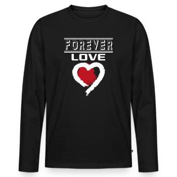Liebe Forever I Love You Herz Hearts Wahre Liebe - Männer Premium Bio Langarmshirt - Schwarz - Vorne - Nico (187cm)
