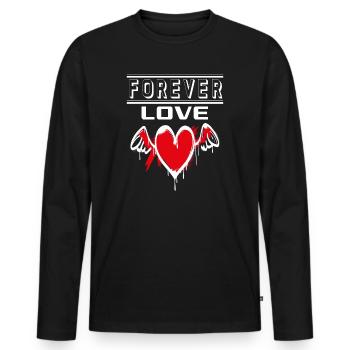 Liebe Forever I Love You Herz Hearts Wahre Liebe - Männer Premium Bio Langarmshirt - Schwarz - Vorne - Nico (187cm)