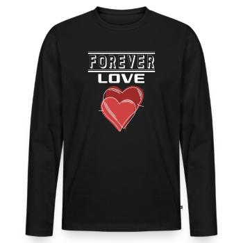 Liebe Forever I Love You Herz Hearts Wahre Liebe - Männer Premium Bio Langarmshirt - Schwarz - Vorne - Nico (187cm)
