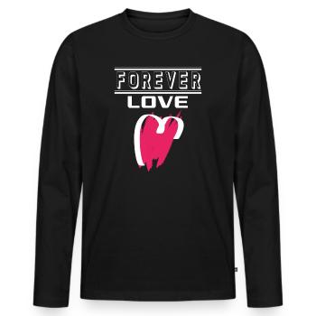 Liebe Forever I Love You Herz Hearts Wahre Liebe - Männer Premium Bio Langarmshirt - Schwarz - Vorne - Nico (187cm)