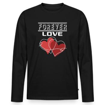 Liebe Forever I Love You Herz Hearts Wahre Liebe - Männer Premium Bio Langarmshirt - Schwarz - Vorne - Nico (187cm)