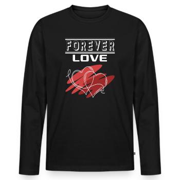 Liebe Forever I Love You Herz Hearts Wahre Liebe - Männer Premium Bio Langarmshirt - Schwarz - Vorne - Nico (187cm)