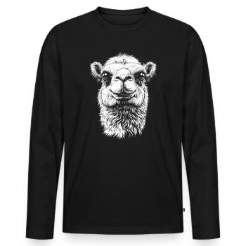 Camel Portrait Dromedary Bactrian Animals Animal - Men's Premium Organic Long Sleeve Shirt - black - Front - Nico (187cm)