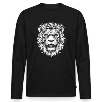Portrait de lion, faune, Afrique, animaux - T-shirt manches longues Premium bio Homme - noir - Devant - Nico (187cm)