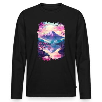 Retro Japanese Aaesthetic Landscape - Men's Premium Organic Long Sleeve Shirt - black - Front - Nico (187cm)