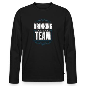 Drinking Crew - Männer Premium Bio Langarmshirt - Schwarz - Vorne - Nico (187cm)