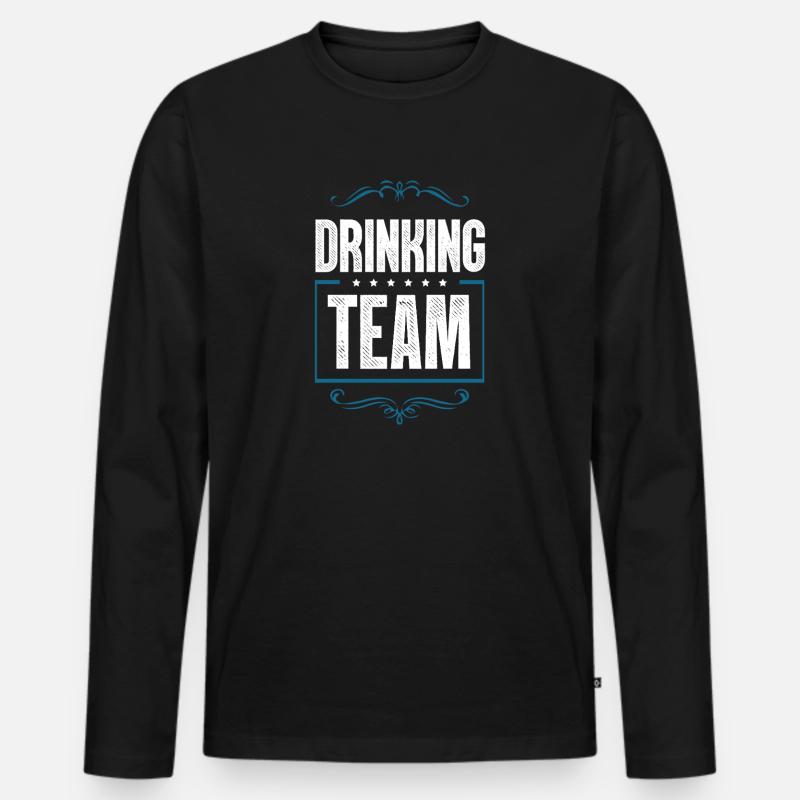 Drinking Crew - Männer Premium Bio Langarmshirt - Schwarz