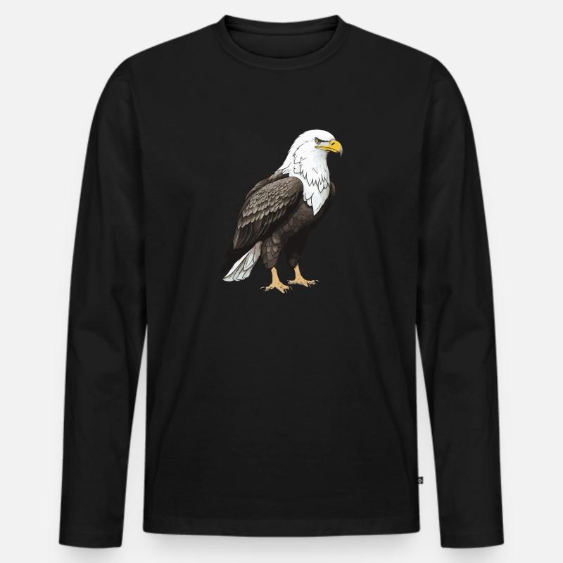 Adler Tier - Männer Premium Bio Langarmshirt - Schwarz