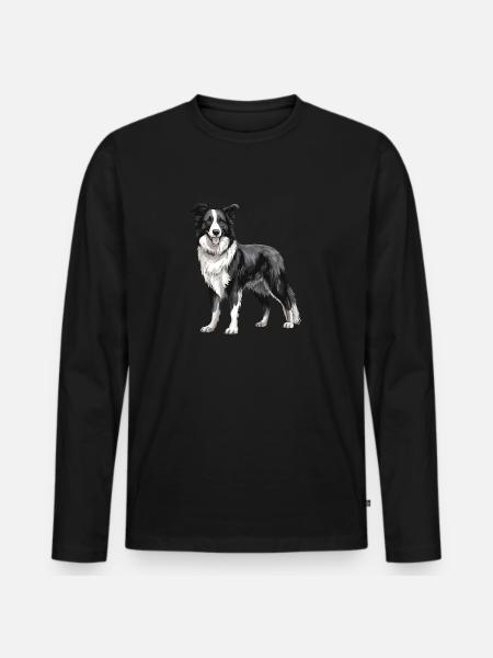 Border Collie Dog - Men's Premium Organic Long Sleeve Shirt - black