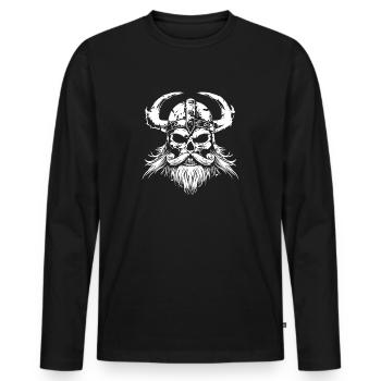 Viking Skeleton - Men's Premium Organic Long Sleeve Shirt - black - Front - Nico (187cm)