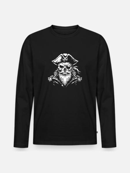 Pirate Skull - Men's Premium Organic Long Sleeve Shirt - black