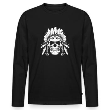 Chief Skull - Men's Premium Organic Long Sleeve Shirt - black - Front - Nico (187cm)