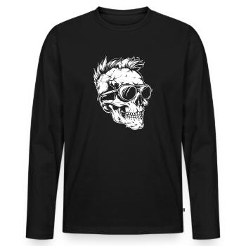 Punk Skull - Men's Premium Organic Long Sleeve Shirt - black - Front - Nico (187cm)