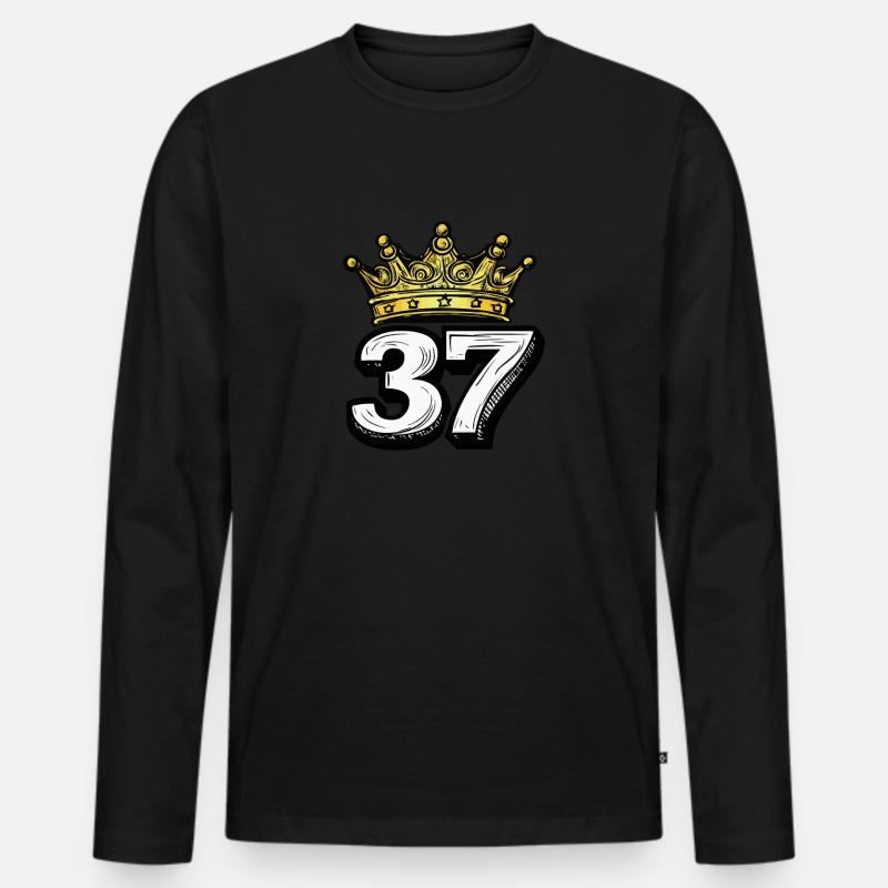 37 Zahl Krone - Männer Premium Bio Langarmshirt - Schwarz