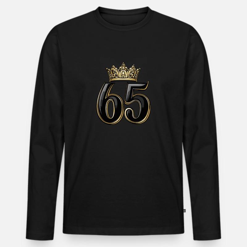 65 Zahl Krone - Männer Premium Bio Langarmshirt - Schwarz