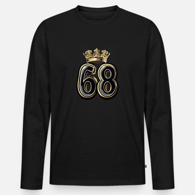 68 Zahl Krone - Männer Premium Bio Langarmshirt - Schwarz