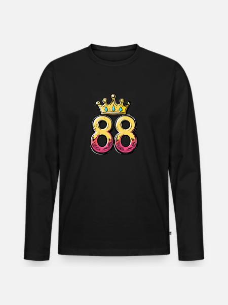 88 Number Crown - Men's Premium Organic Long Sleeve Shirt - black