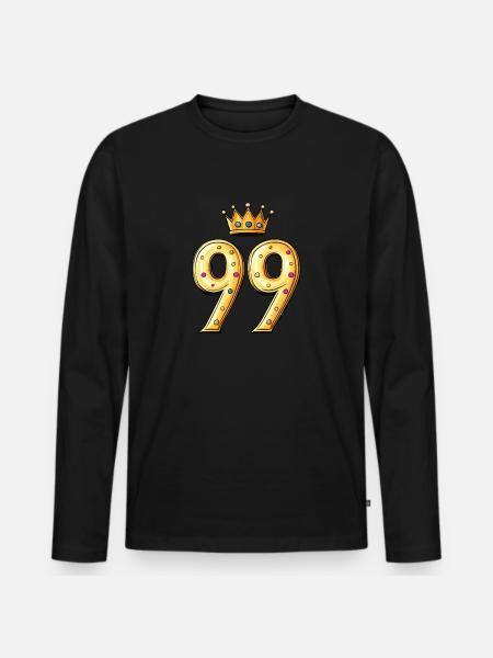 99 Number Crown - Men's Premium Organic Long Sleeve Shirt - black