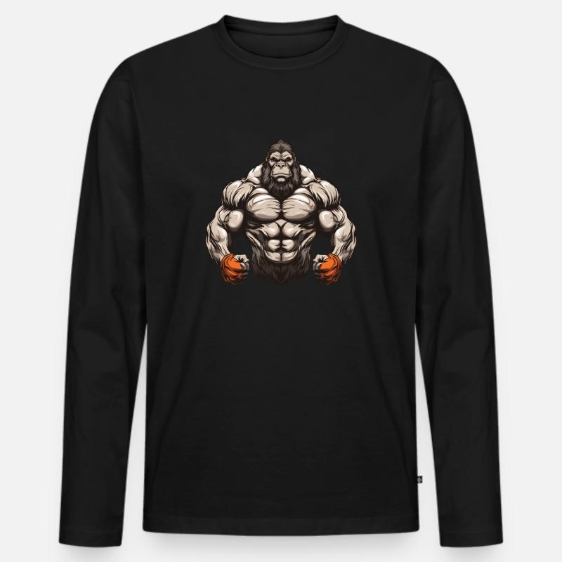 Gorilla Bodybuilding - Männer Premium Bio Langarmshirt - Schwarz