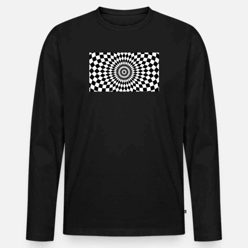 Optical Vortex Checker Illusion - Men's Premium Organic Long Sleeve Shirt - black