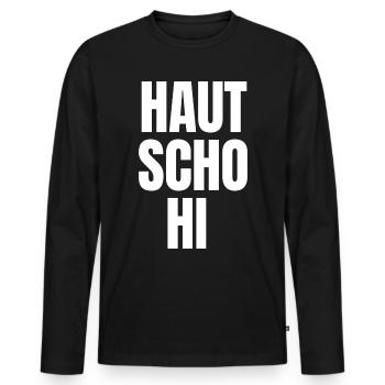 Österreich / Bayern Dialekt Sprüche / Mundart AUT - Männer Premium Bio Langarmshirt - Schwarz - Vorne - Nico (187cm)