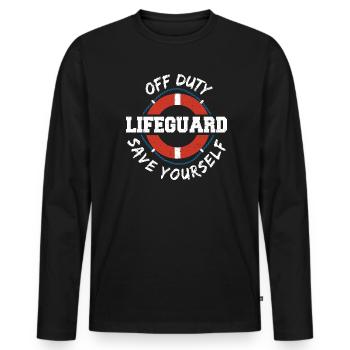 Off Duty Lifeguard Save Yourself - Water Sports - Men's Premium Organic Long Sleeve Shirt - black - Front - Nico (187cm)