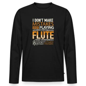 Fluit shirt ik maak geen fout marcheren gift - Mannen Premium Bio shirt met lange mouwen - zwart - Voor - Nico (187cm)