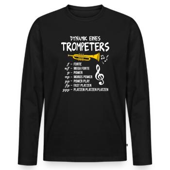 Trompete Dynamik eines Trompeters Blasmusik - Männer Premium Bio Langarmshirt - Schwarz - Vorne - Nico (187cm)