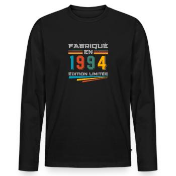 Made in 1994 Limited Edition - Men's Premium Organic Long Sleeve Shirt - black - Front - Nico (187cm)