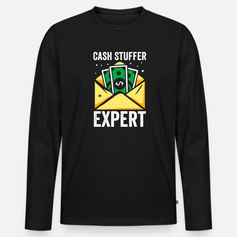 Bargeldfüller Experte – Budgetierung Bargeldbörse - Männer Premium Bio Langarmshirt - Schwarz