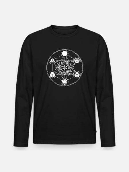 Hellig geometri Metatroner Cube Matematik - Premium økologisk langærmet T-shirt til mænd - sort