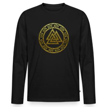 Valknut Vikings Odin Thor Symboles Celtiques Pagan - T-shirt manches longues Premium bio Homme - noir - Devant - Nico (187cm)