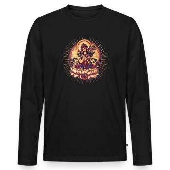 Tara Tibet Bouddhisme Lotus Méditation Yoga Om - T-shirt manches longues Premium bio Homme - noir - Devant - Nico (187cm)