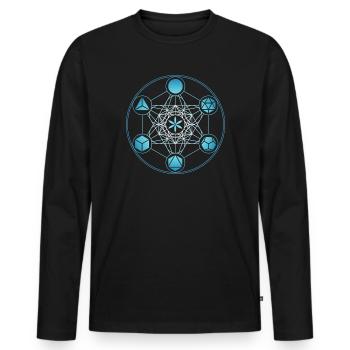 Metatrons Cube, Sacred Geometry, Body - Men's Premium Organic Long Sleeve Shirt - black - Front - Nico (187cm)