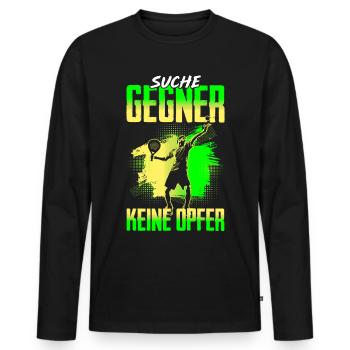 Suche Gegner Keine Opfer Tennisspieler - Männer Premium Bio Langarmshirt - Schwarz - Vorne - Nico (187cm)